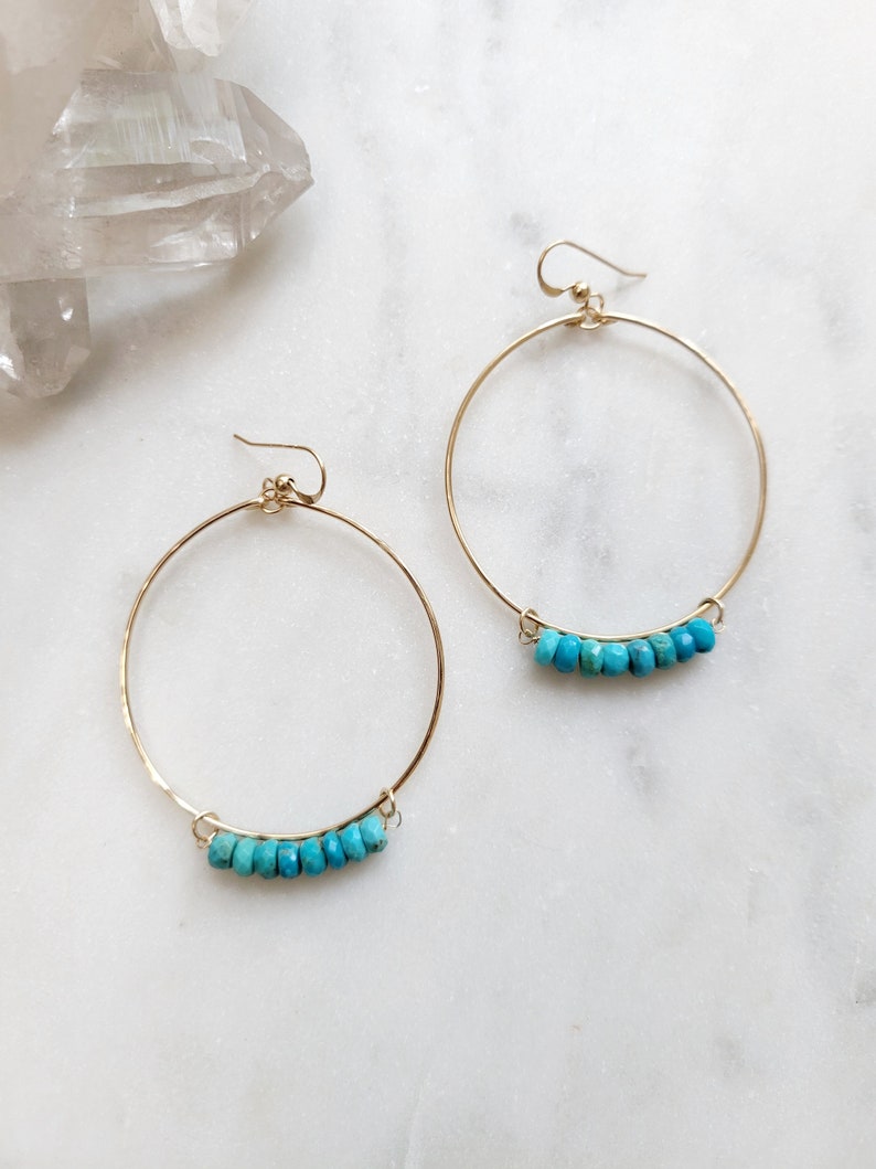 Sleeping Beauty Turquoise Hoop Earrings. Gold Filled or Sterling Silver ...