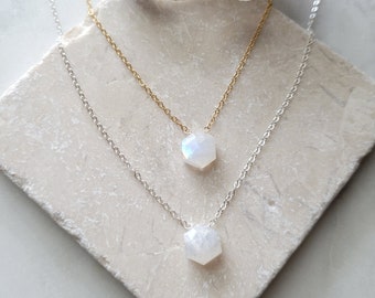 Moonstone Hexagon Necklace