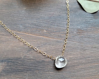 Clear Quartz Necklace. Gold Filled or Sterling Silver