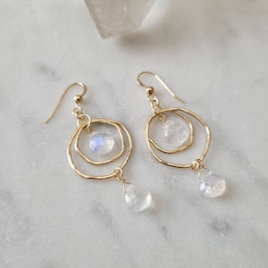 Moonstone Dangle Earrings. Gold Filled or Sterling Silver. image 2