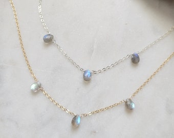 Dainty Labradorite Necklace. Gold Filled or Sterling Silver gemstone necklace