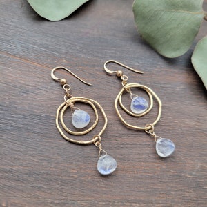 Moonstone Dangle Earrings. Gold Filled or Sterling Silver. image 5