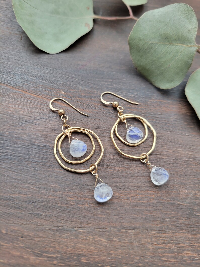 Moonstone Dangle Earrings. Gold Filled or Sterling Silver. image 5