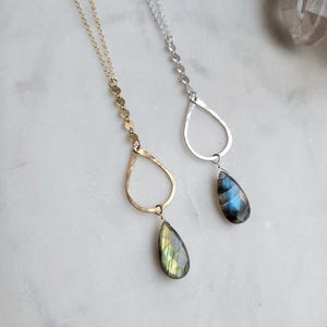 Labradorit 14K Gold Filled Halskette, Lange Halskette, Geschenke für beste Freunde