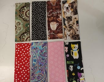 Slim Soft Reading Glasses Case, cotton Print Fabric padded & lined. 6 1/2"" x  2""