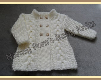 MADE TO ORDER Hand Knitted baby girls and toddlers Aran cardigan Ages 3-6 months upto 3 years