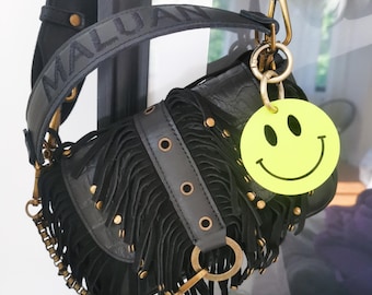 "MINI LOU" black rock fringe handbag