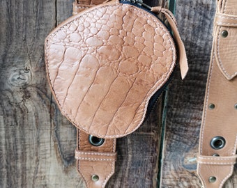 “Valentine” heart purse in crocodile cowhide leather