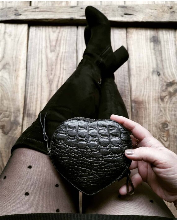 ★you a use★ Heart wallet Croc black Platinum » Zipped wallet - Alligator / crocodile – ABP Concept