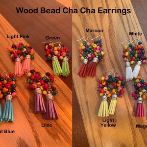Wood Bead Cha Cha Earrings