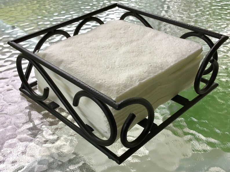 Metal Napkin Holder Black Wrought Iron Handmade Etsy