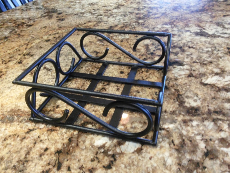 Metal Napkin Holder Black Wrought Iron Handmade Etsy