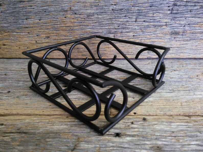 Metal Napkin Holder Black Wrought Iron Handmade Etsy