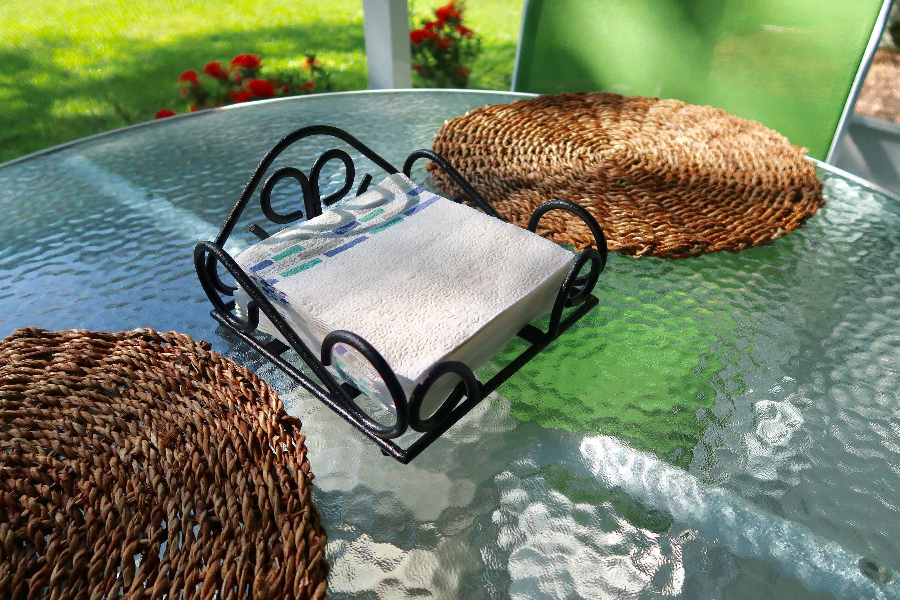 Metal Napkin Holder Black Wrought Iron Handmade Etsy