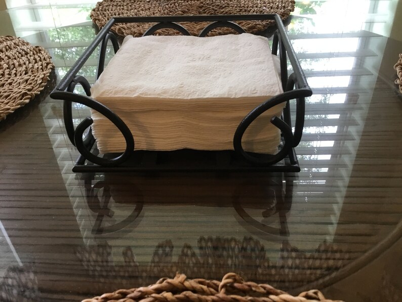 Metal Napkin Holder Black Wrought Iron Handmade Etsy