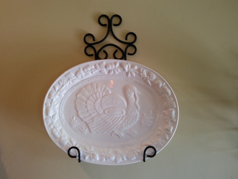 Large Metal Platter Rack Holder Hanger Display Wall Mounted Black Wrought Iron