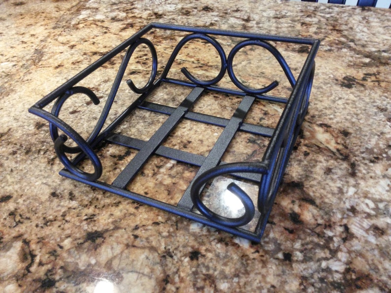 Metal Napkin Holder Black Wrought Iron Handmade Etsy