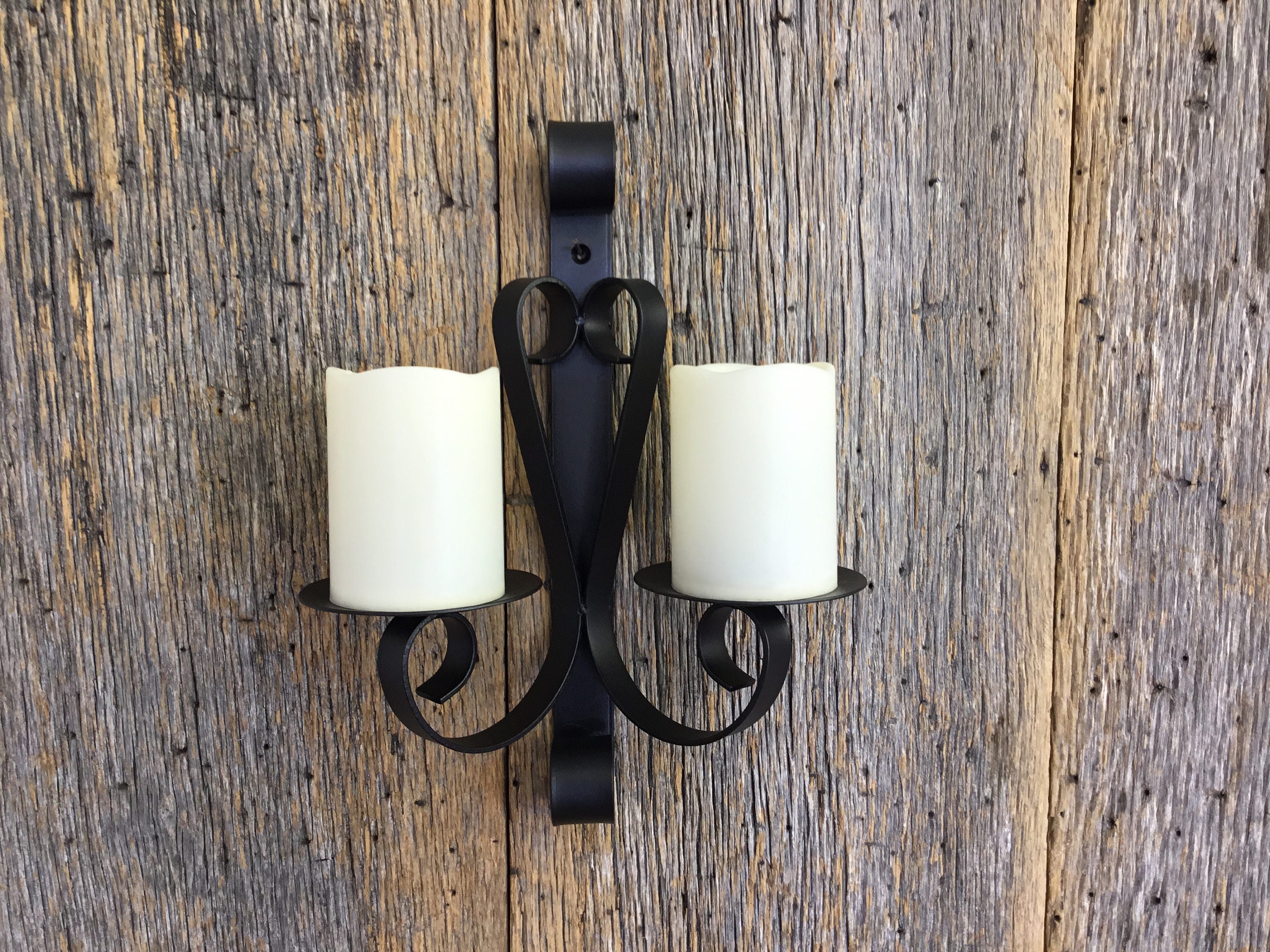 Metal Candle Wall Sconce for Pillar Candles, Rustic Black Wrought Iron  Candle Holder. -  Canada