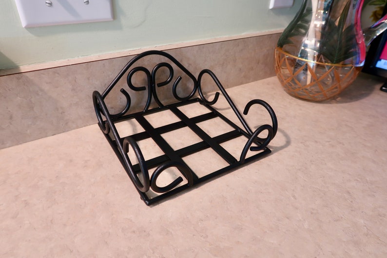Metal Napkin Holder Black Wrought Iron Handmade Etsy