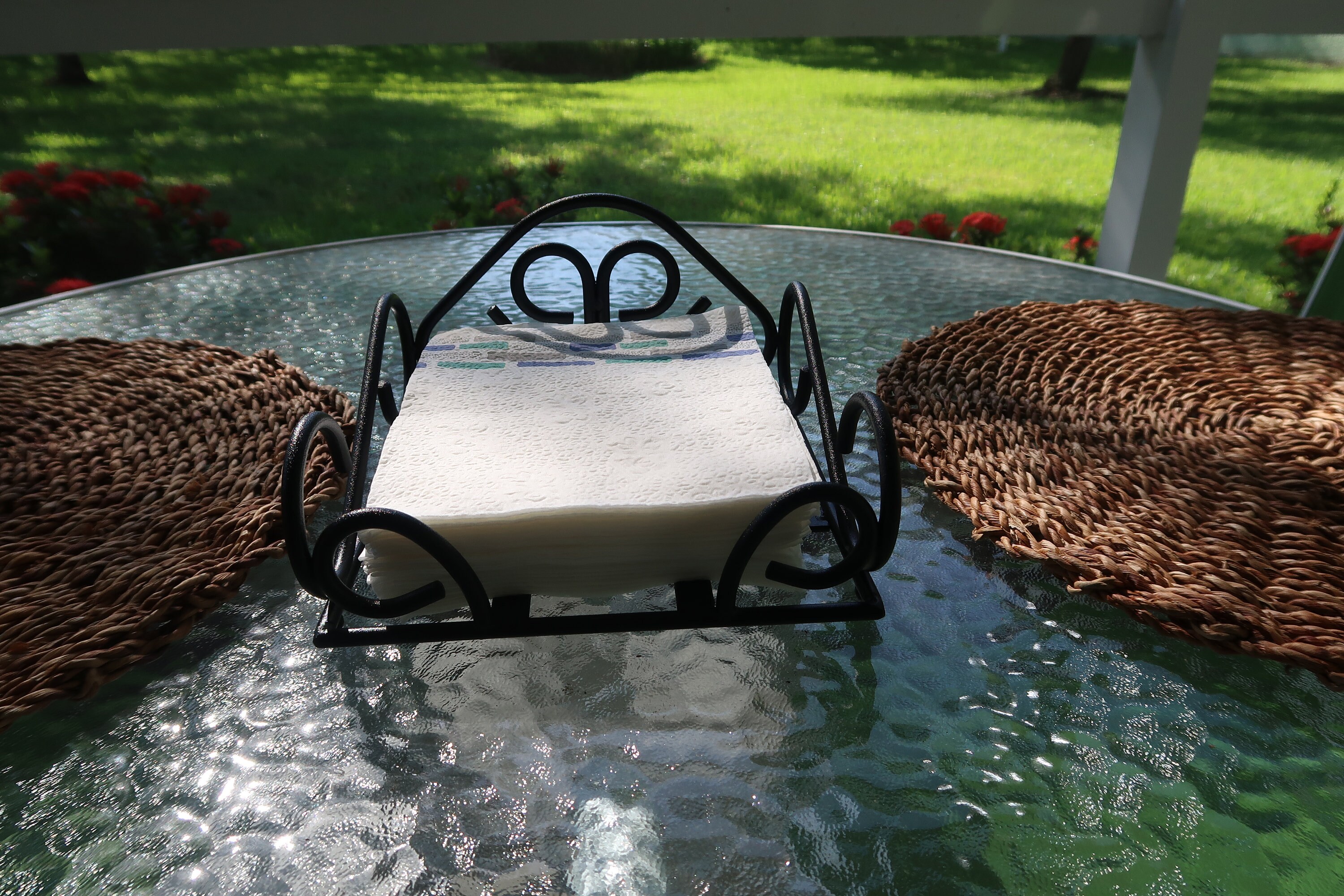Metal Napkin Holder Black Wrought Iron Handmade Etsy
