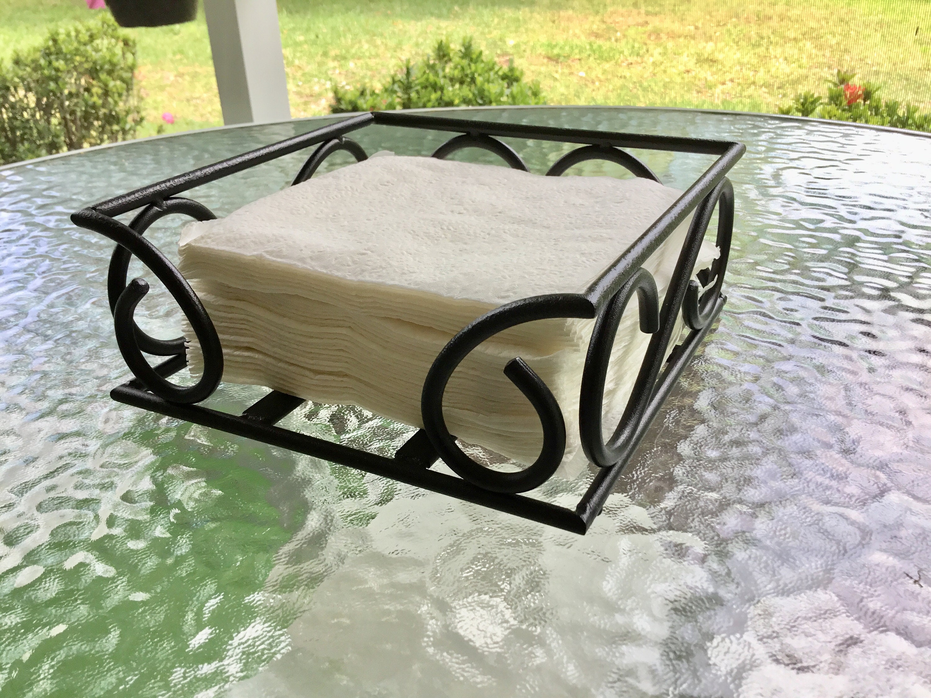Metal Napkin Holder Black Wrought Iron Handmade Etsy