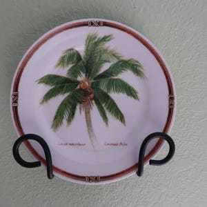 Small plate holder (with no top scroll) , hanger, wall mounted for a dish with a maximum depth of 1 1/4” and dia. between 6 1/2” to 9 1/2”