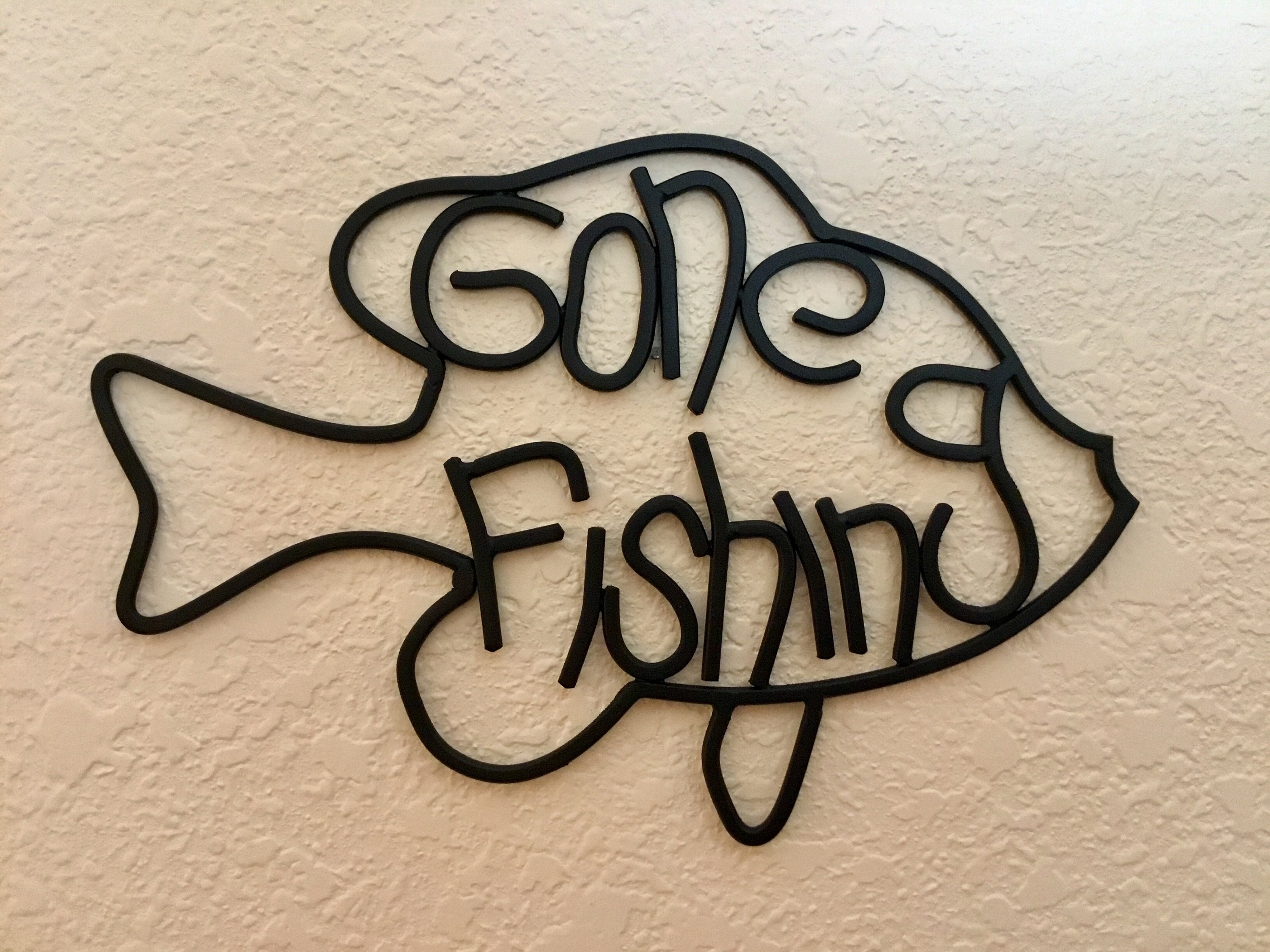 Metal Gone Fishing Sign, Rustic Fishing Decor, Fishing Wall Art -   Ireland