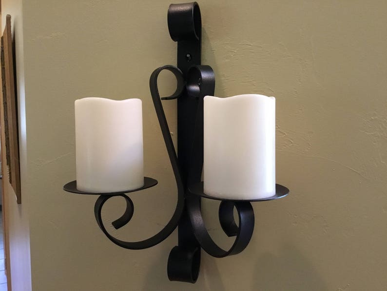 Metal Candle Wall Sconce for Pillar Candles Rustic Black Etsy
