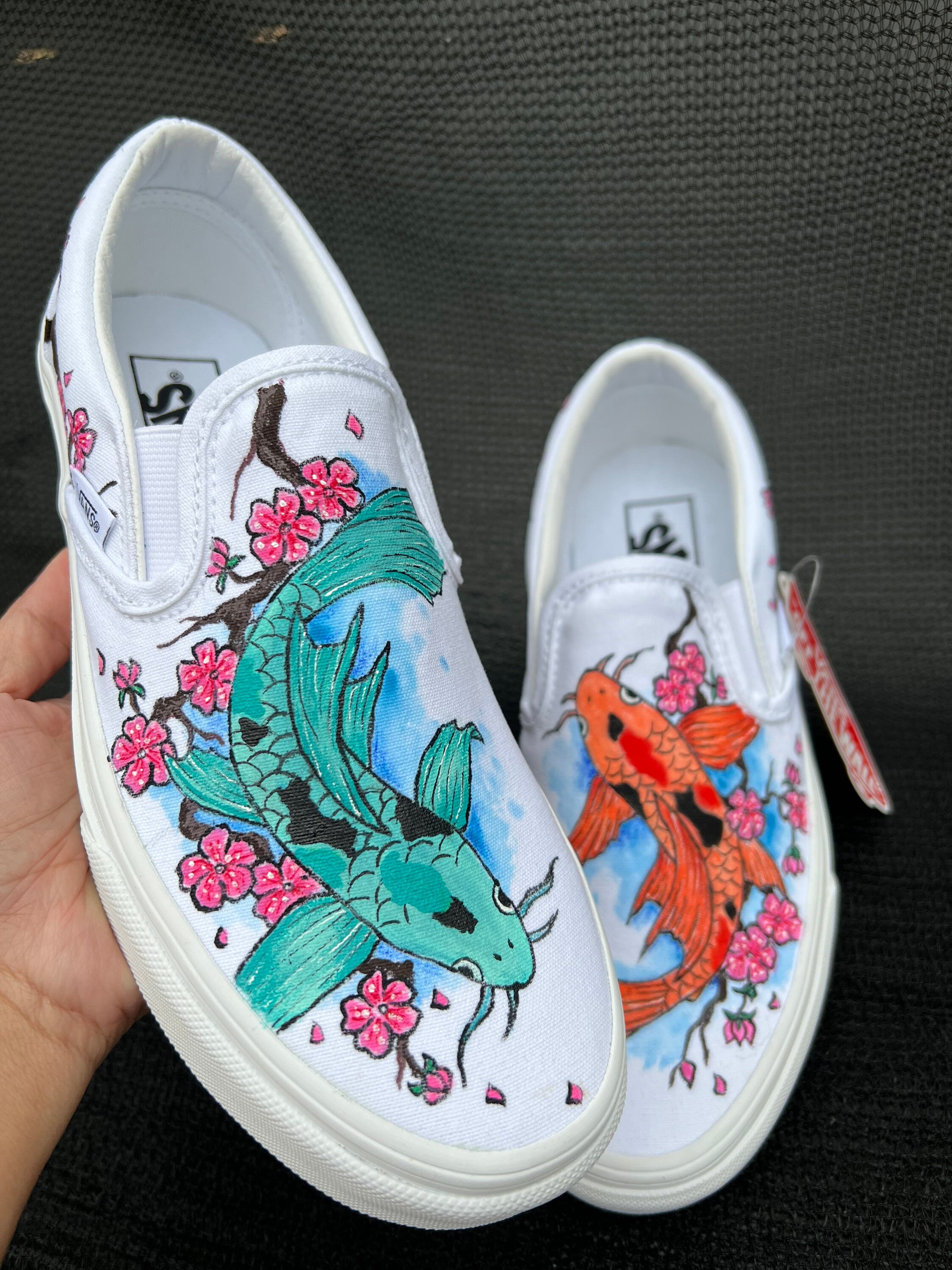 vans slip on koi fish