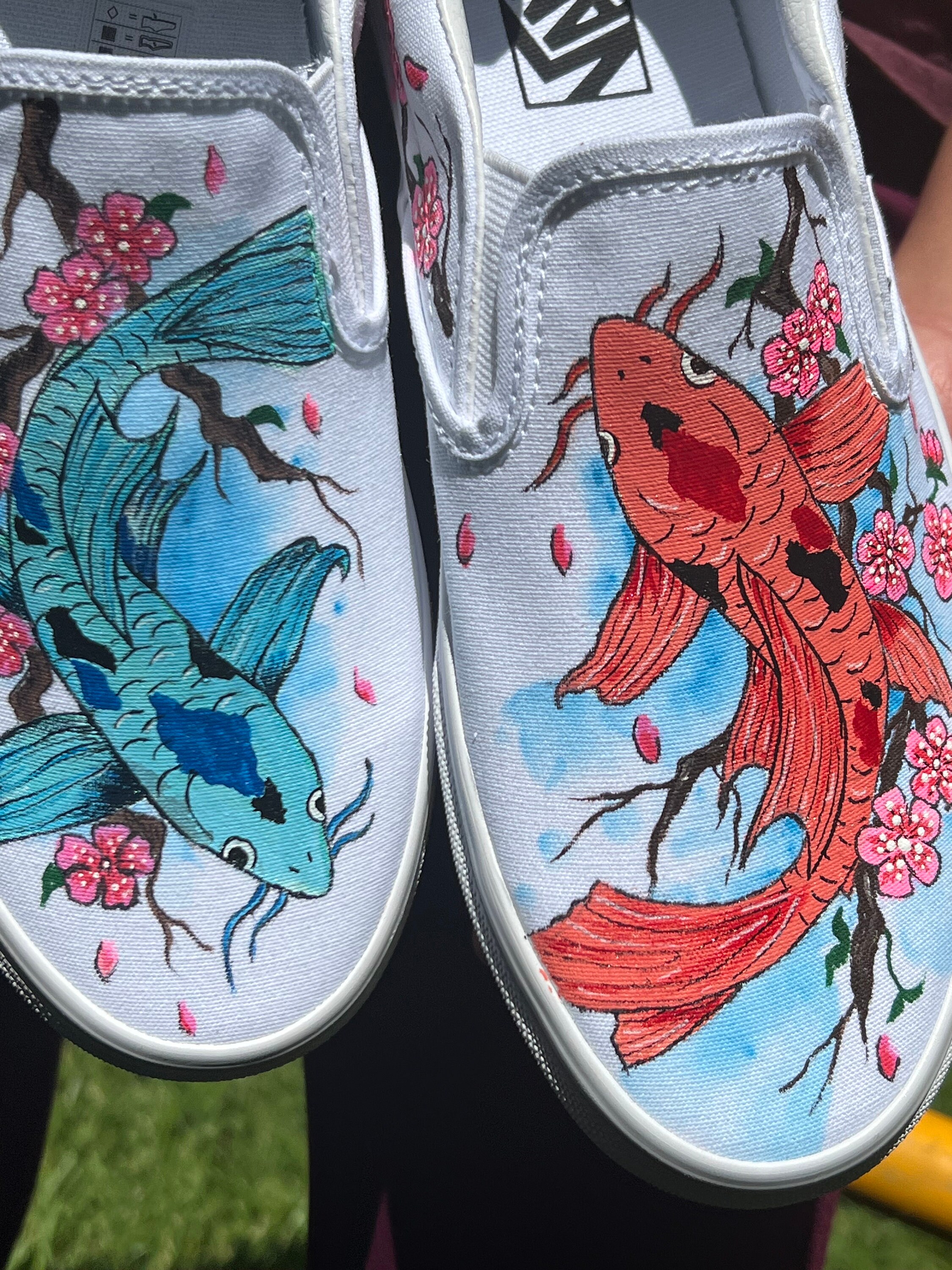 ?ONE OF A KIND Custom Vans w/ Koi Fish Koi Fish BLVD Slip on Shoes for Men and Women - Etsy main image 2