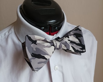 Arctic camo - handmade self-tie bow tie