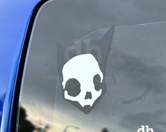 Black Cat Head Vinyl Decal – Halloween Horror Vinyl – Laptop Decal – Car Decal – Gothic Kitty – Spooky Art – Skull Cat