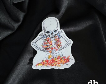 Skeleton Sticker – Spooky Cute Planner Sticker – Goth Car Decal – Halloween Stickers – Laptop Sticker – Water Bottle Sticker – Skull Sticker