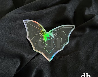 Holographic Bat Sticker – Constellation Bat Laptop Sticker – Bat Water Bottle Sticker – Goth Car Decal – Halloween Waterproof Sticker – Gift