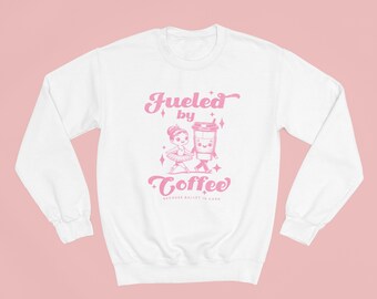Fueled by coffee retro vintage graphic sweatshirt, Ballet dancer sweatshirt, Dance sweatshirt, Ballerina sweatshirt, Dance teacher gifts