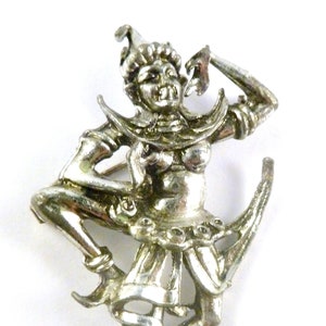 Vintage Brosche, Große Siam Tänzerin Figural Style Anstecker, 50er Jahre Schmuck.