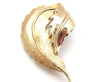 Grande broche vintage moderniste abstraite en forme de feuille par Hollywood, bijoux des années 80