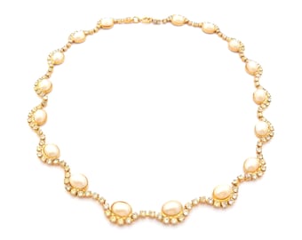 Faux Pearl And Rhinestone Set Ornate Design  Retro Choker Necklace, Y2KJewellery