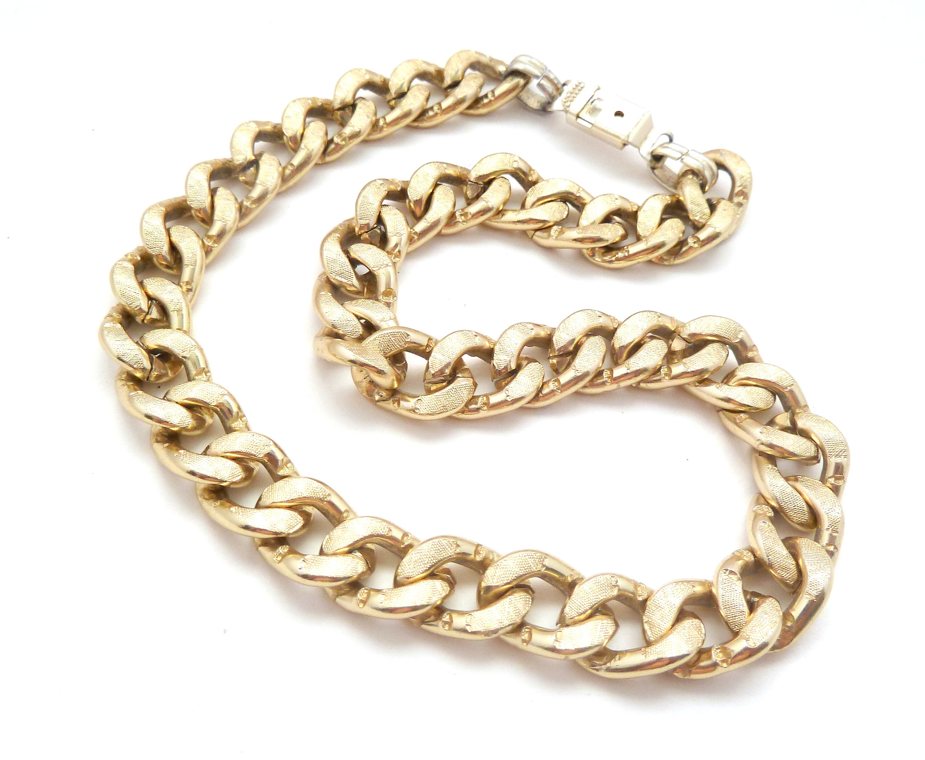 Vintage Chunky Eloxal Metal Curb Chain Retro Design Short Length