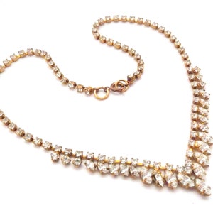 Vintage Necklace Rhinestone Set Wishbone Style Choker, 90s Jewellery