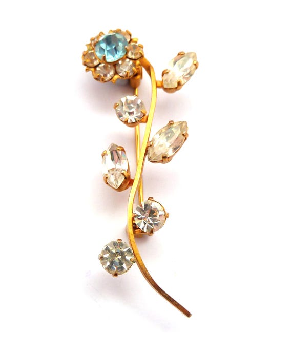 Broche Vintage Moderniste En Verre Bleu - Bijou Créateur, Bon état, Occasion