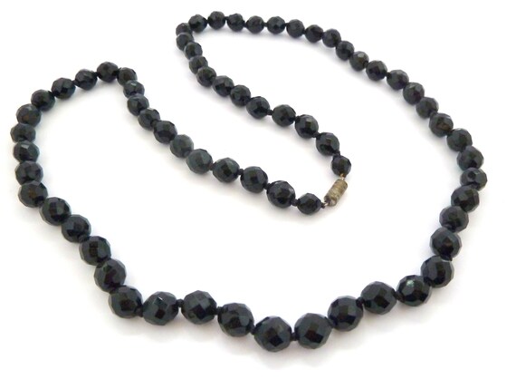Vintage Necklace, Chunky Black Faceted French Jet… - image 5