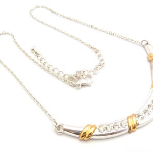 Vintage Rhinestone Detailed Crescent Necklace By Avon.