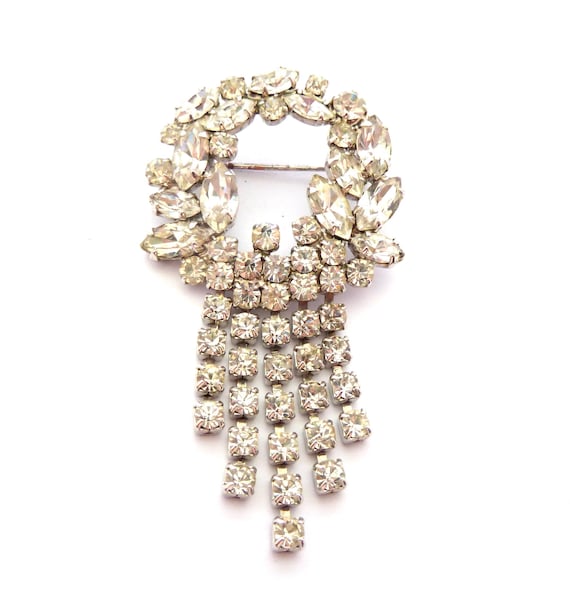 Grande Broche Ancienne à La Couronne Strass - Occasion, Style Vintage