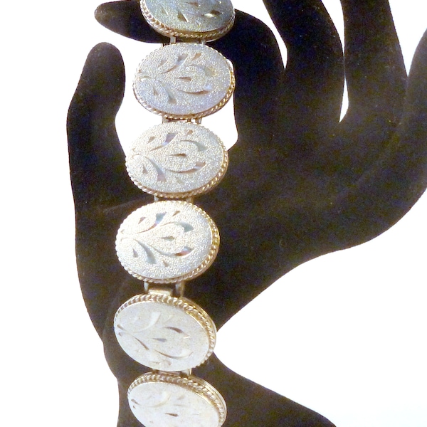 Vintage Bracelet, 70s Chunky Abstract Floral Design Panel Statement Bracelet, 70's Jewellery.