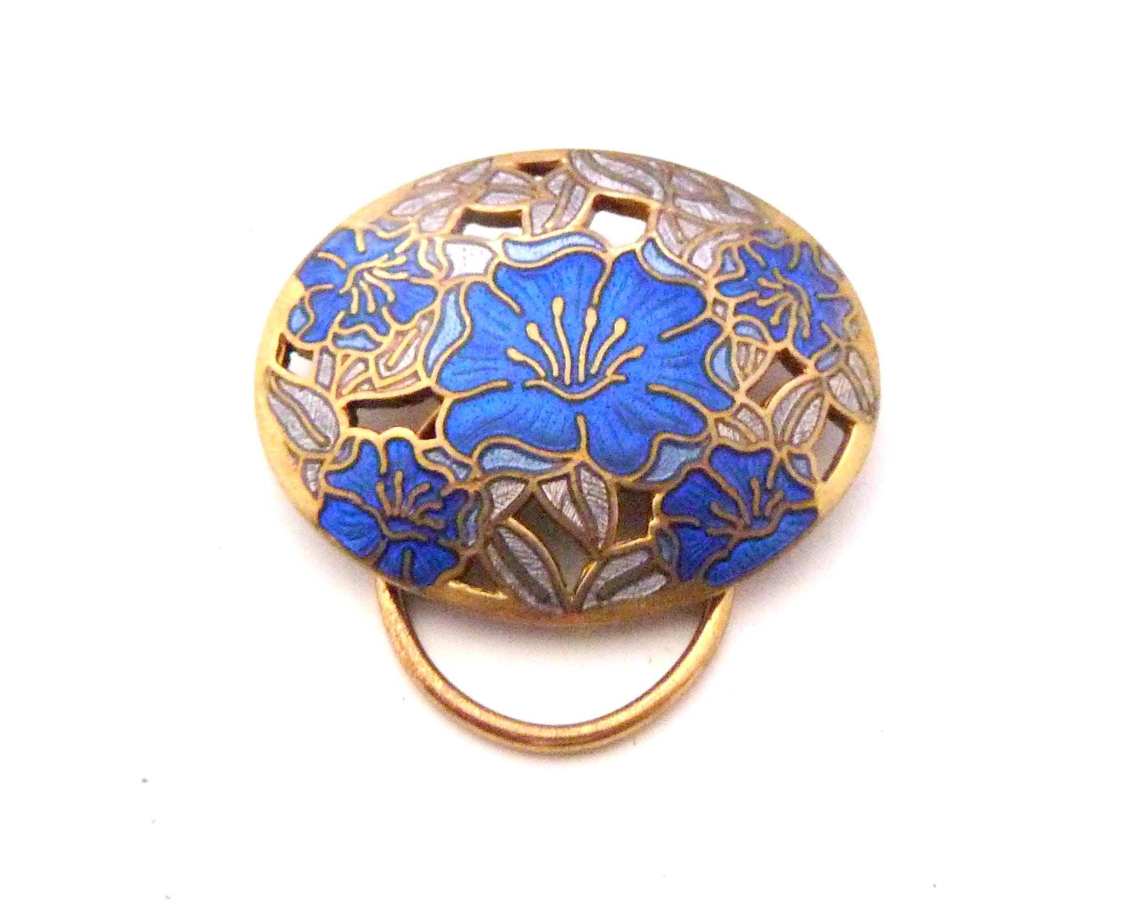 Fish & Crown 14k Gold Plated Cloisonné Brooch Cloisonne Brooch by Fish FW & Co – Bramble & Lily main image 2