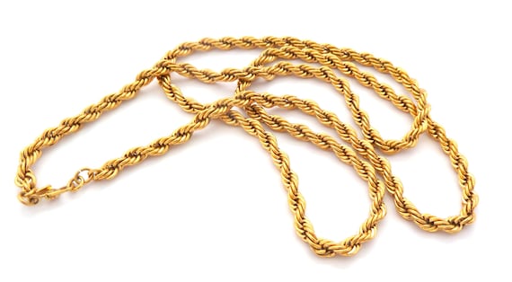 Vintage Monet Gold Plated Heavy Rope Chain Opera Length Necklace