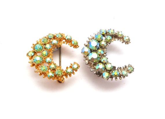 Two Vintage Mid Century Aurora Borealis Rhineston… - image 1