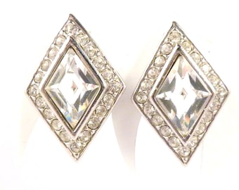 Vintage Earrings, Attwood and Sawyer Rhinestone Set Clip Ons
