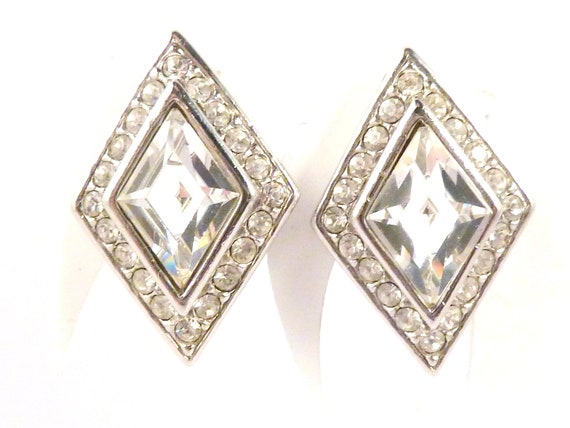 Vintage Earrings, Attwood And Sawyer Rhinestone S… - image 1